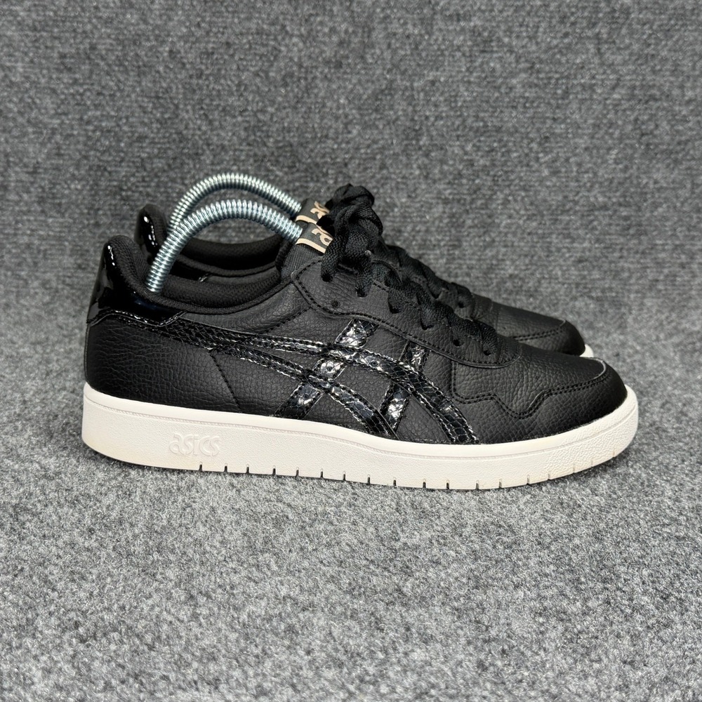 Asics Japan S Shoes Women's 8.5 Black Leather Low‎ Lace Retro Athletic Sneakers